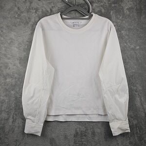 Athleta Harlow Hybrid Top‎ Womens Size Large White Gym Long Sleeve $99 NWT Flaw